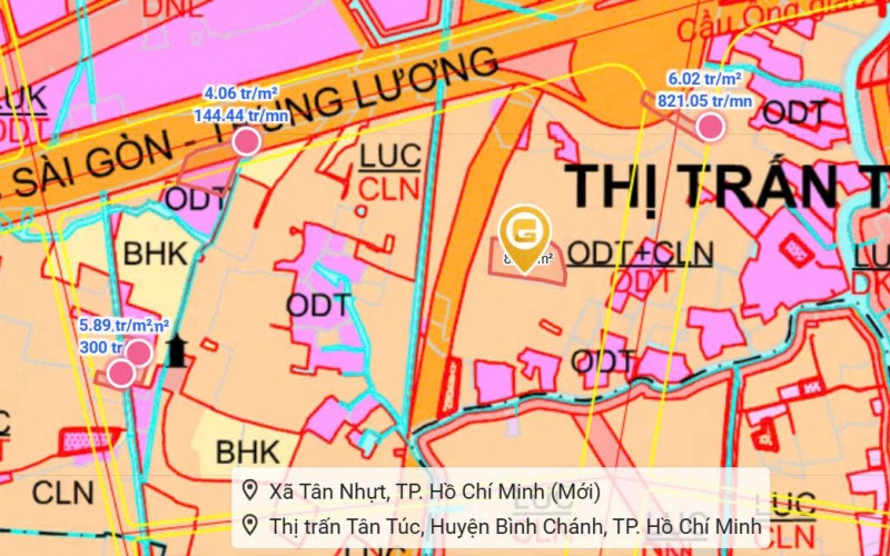 Bán thửa đất 1.000m2 đất lúa, hiện trạng chưa xây dựng (qui hoạch mới ONT), thị trấn Tân Túc, Bình 